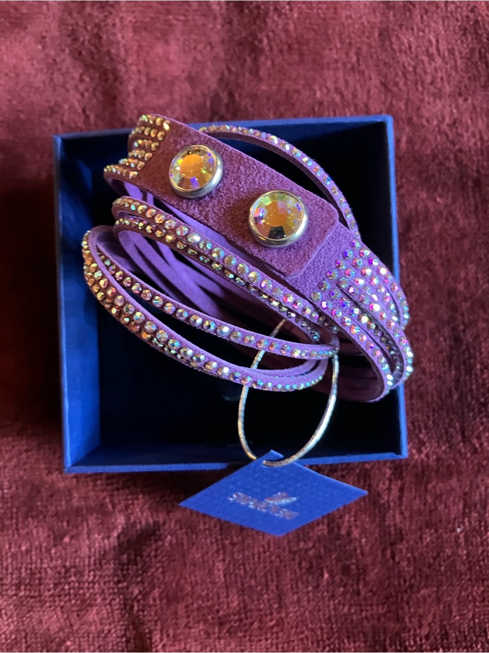 Swarovski Purple Suede Multi-Row Crystal Wrap Bracelet